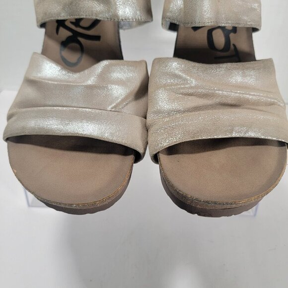 OTBT Women's 9 Patchouli Heeled Sandal Silver Metallic Open Toe Chunky Heel Cute - Picture 4 of 11